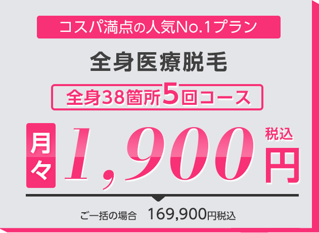 全身医療脱毛月々1900円